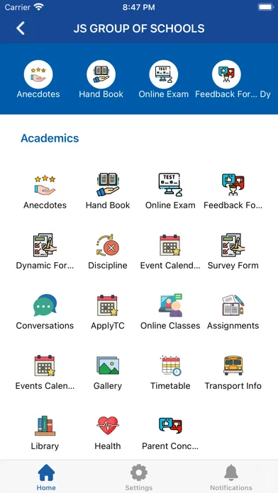 Zrzuty ekranu JS Group of Schools Parent