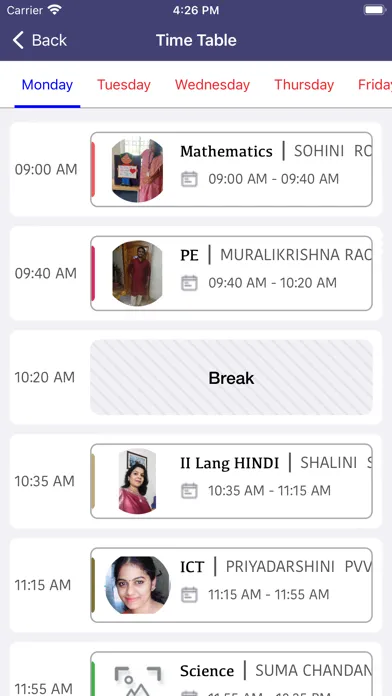 ภาพหน้าจอของ MERU Parent Portal