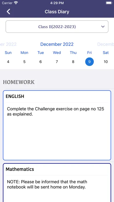 ภาพหน้าจอของ MERU Parent Portal