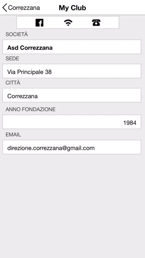 Tangkapan layar GS Correzzana