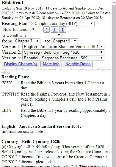 Zrzuty ekranu Bible Read CY ES EN ZHS
