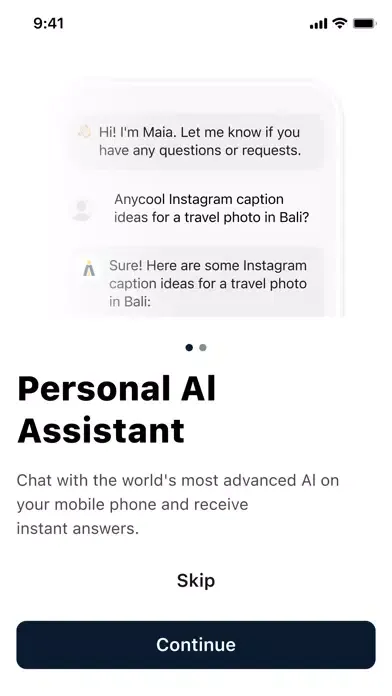 Capturas de tela do mAIa.ai