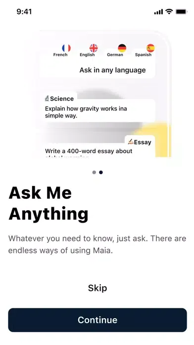 Capturas de tela do mAIa.ai