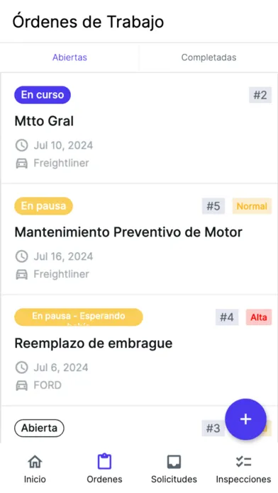 Tangkapan layar Flota 360 Mantenimiento