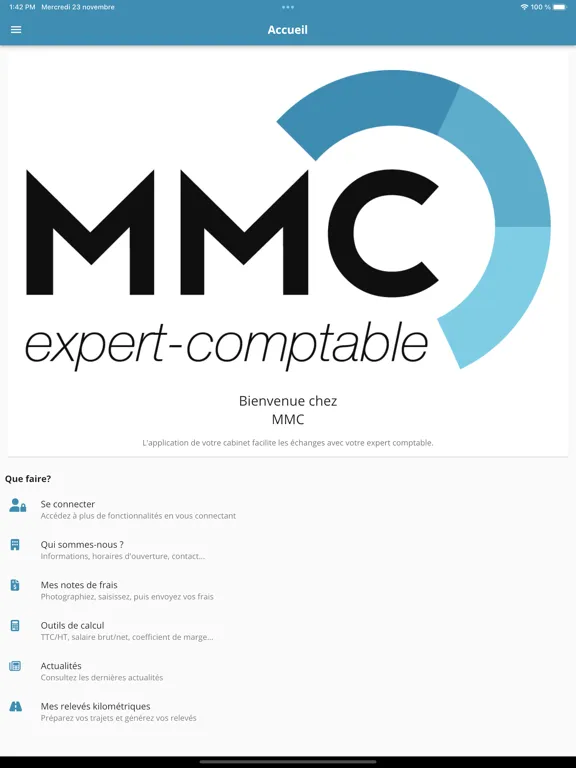 Ảnh chụp màn hình của MMC expert comptable iPad 