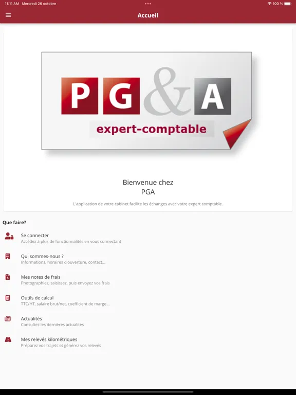 Capturas de tela do PGA – Expertise comptable iPad 