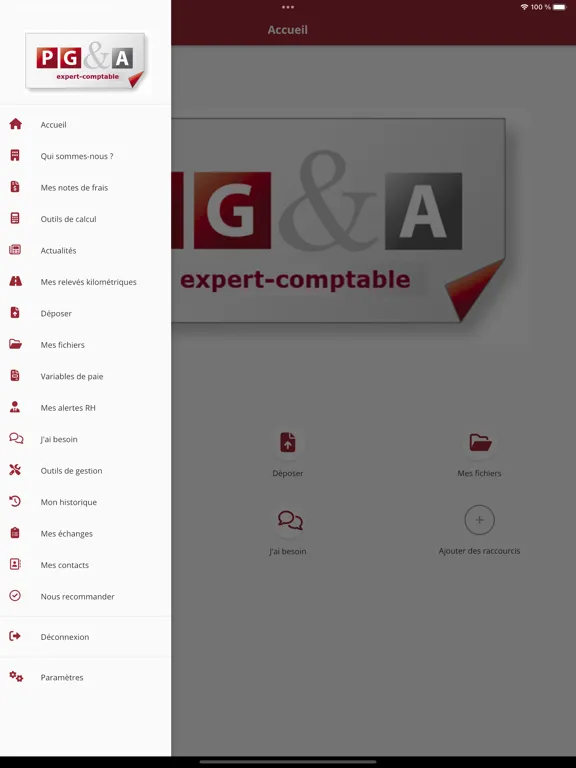 Capturas de tela do PGA – Expertise comptable iPad 