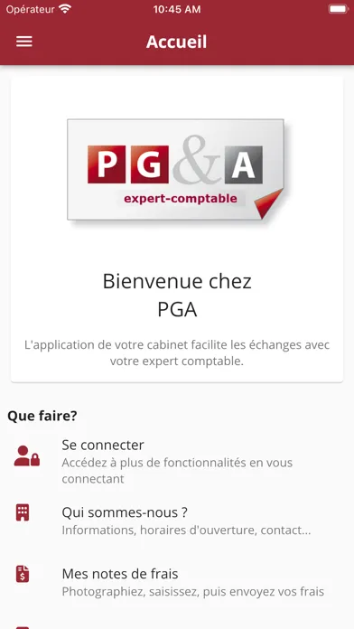 Capturas de tela do PGA – Expertise comptable