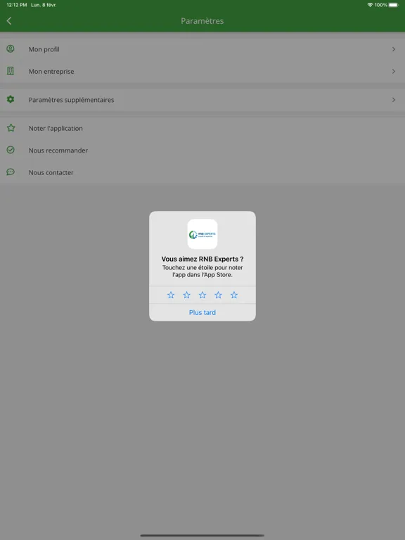 Tangkapan layar RNB Experts iPad 