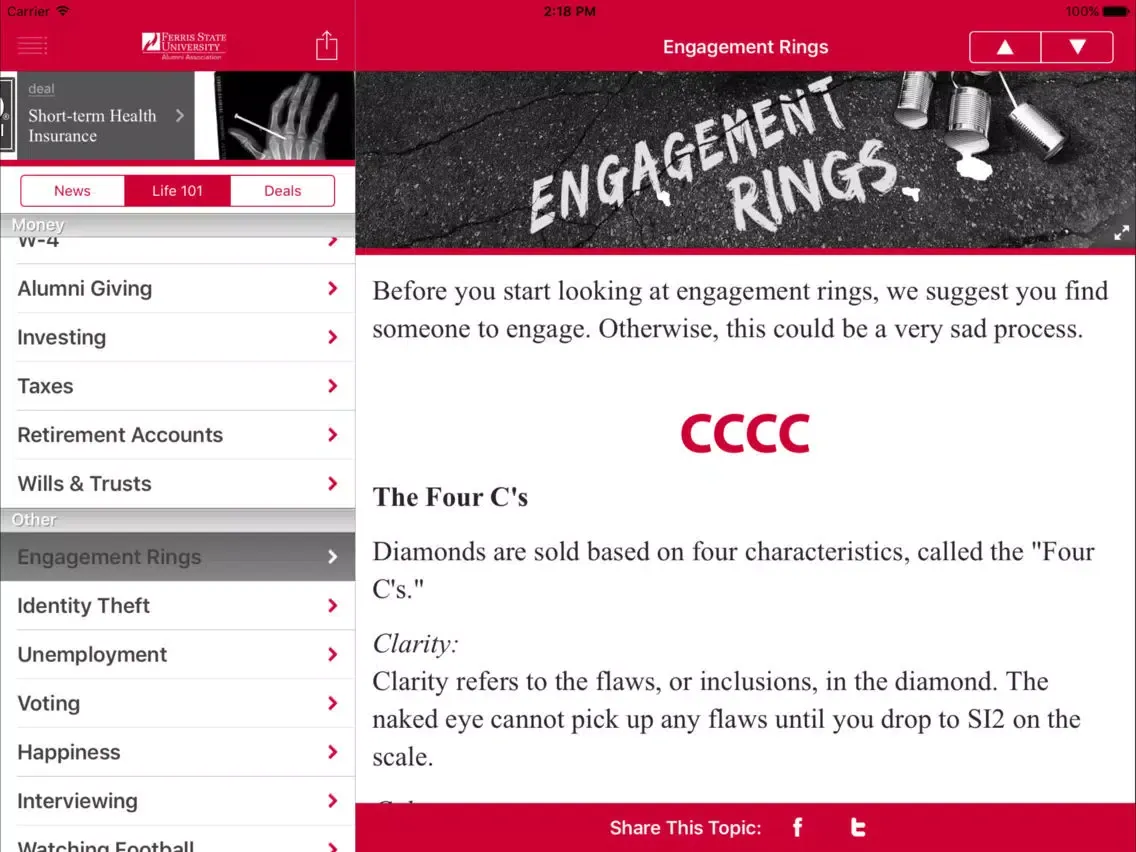 ภาพหน้าจอของ Ferris State Crib Sheet iPad 