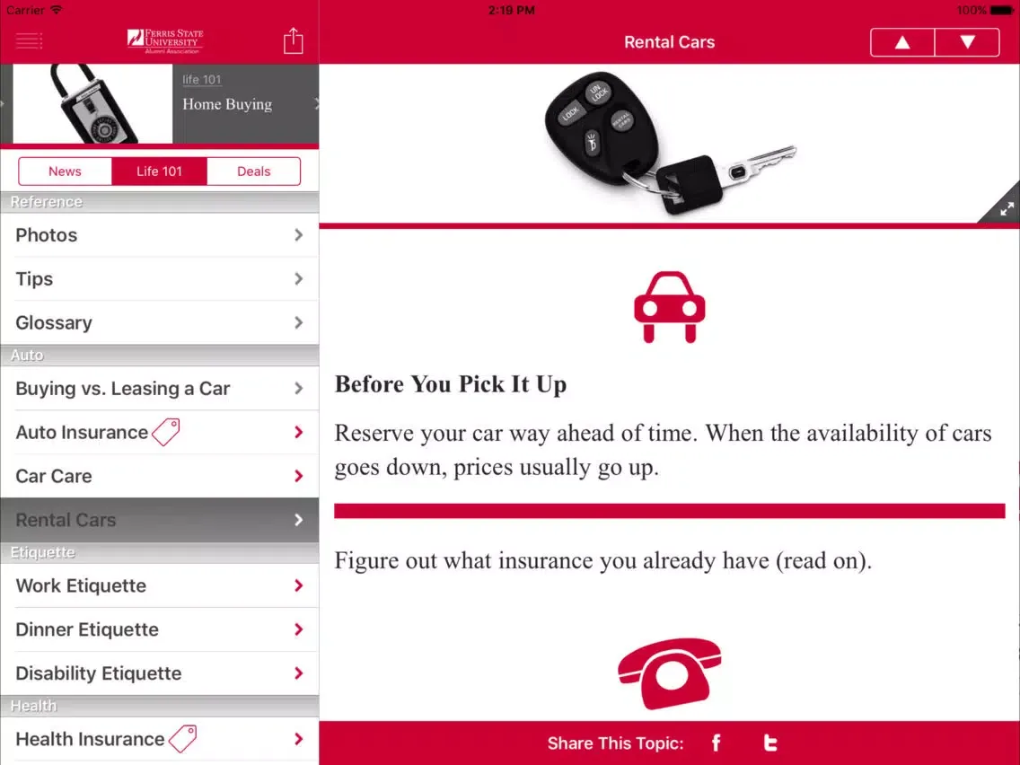 ภาพหน้าจอของ Ferris State Crib Sheet iPad 