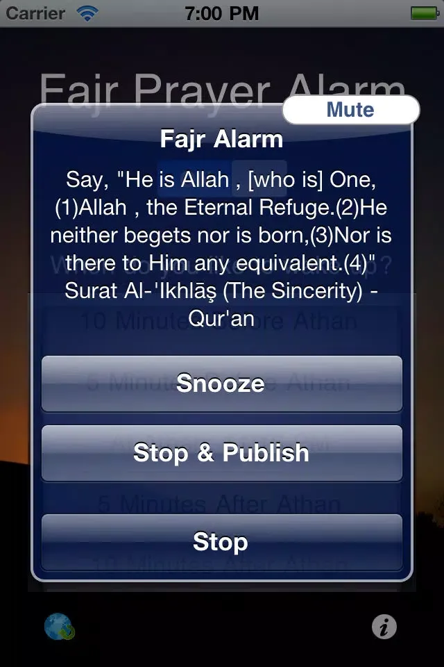 Tangkapan layar منبه صلاة الفجر Fajr Alarm - Year round Dawn time calculator and muslim prayer clock for the "four seasons"