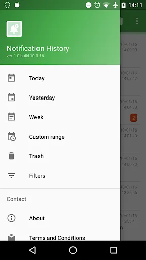 Notification History Screenshots
