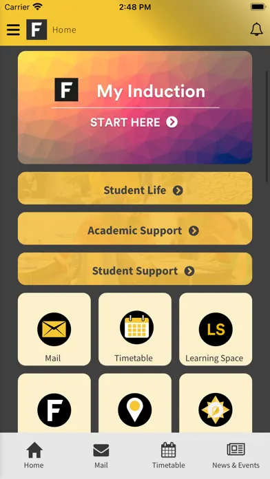 Capturas de tela do Falmouth University App