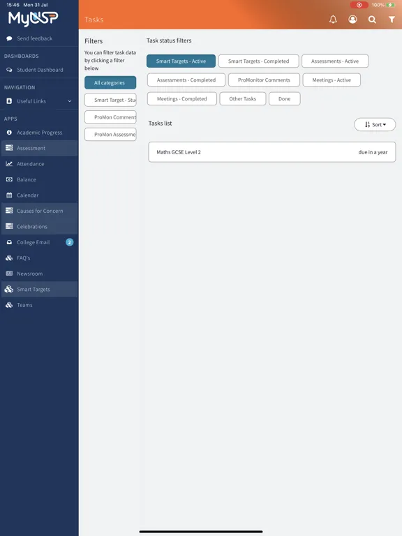 ภาพหน้าจอของ MyUSP iPad 