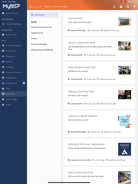 ภาพหน้าจอของ MyUSP iPad 