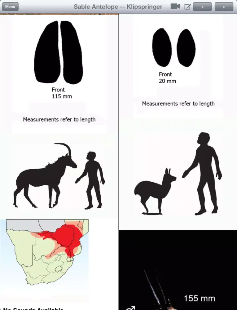 Capturas de tela do eGuide to Mammals of Southern Africa LITE iPad 