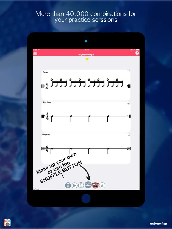 Ảnh chụp màn hình của myDrumApp - Drum Practice iPad 