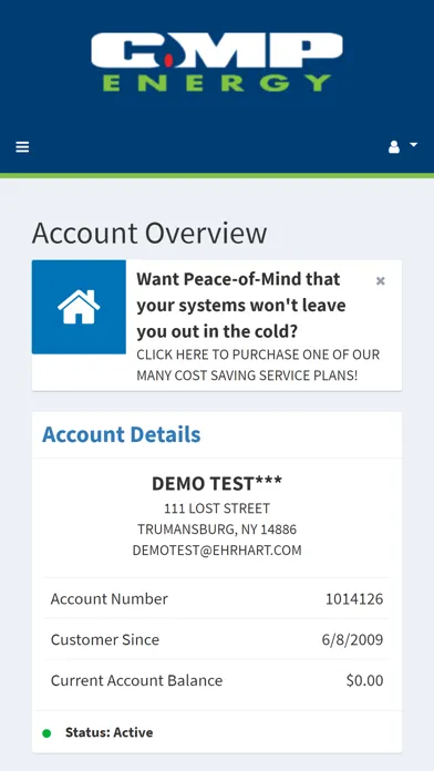 CMP Energy Online Portal Screenshots