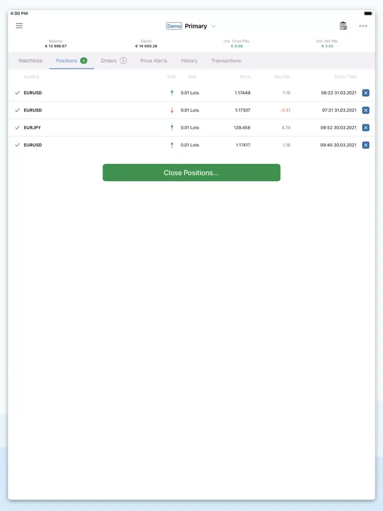 Myfx Markets cTrader iPad  स्क्रीनशॉट