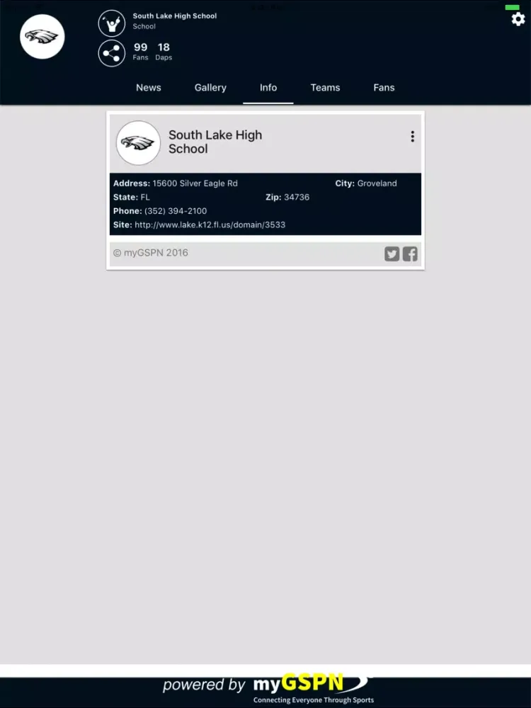 Tangkapan skrin SLHS Athletics iPad 