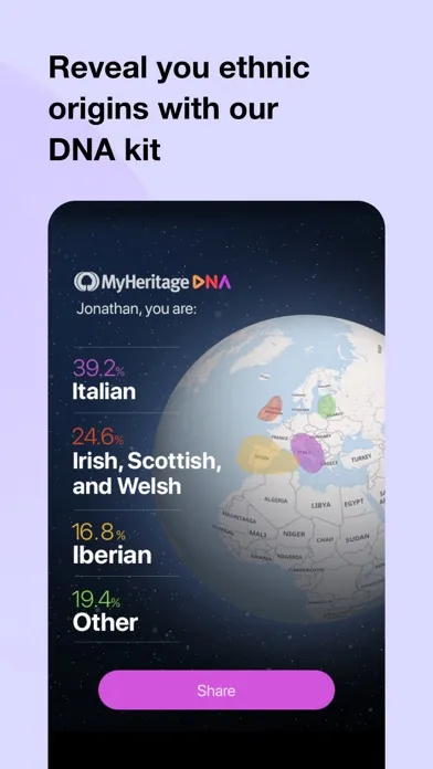 Zrzuty ekranu MyHeritage: Family Tree & DNA