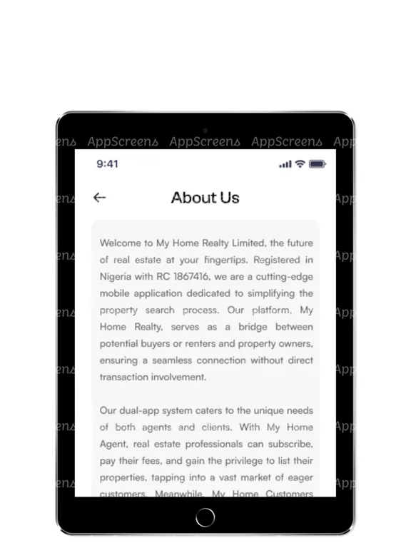 Tangkapan layar MyHome Realty Client iPad 