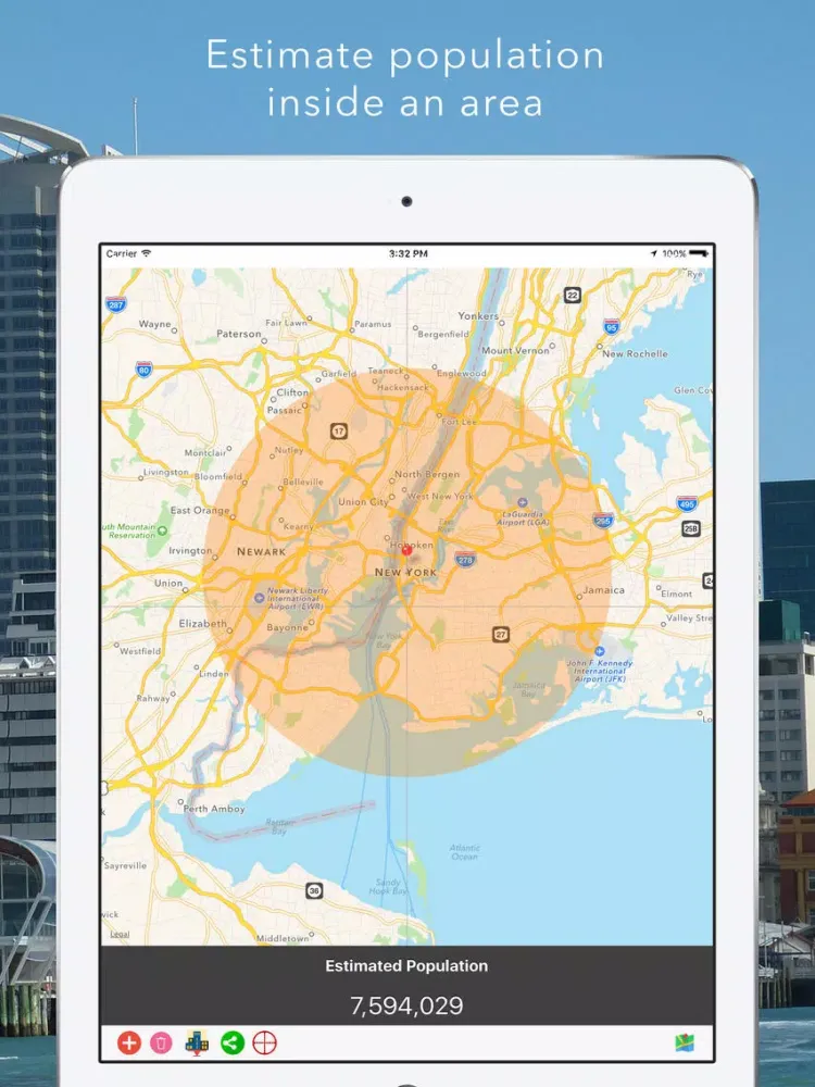Tangkapan layar PopulationMap iPad 