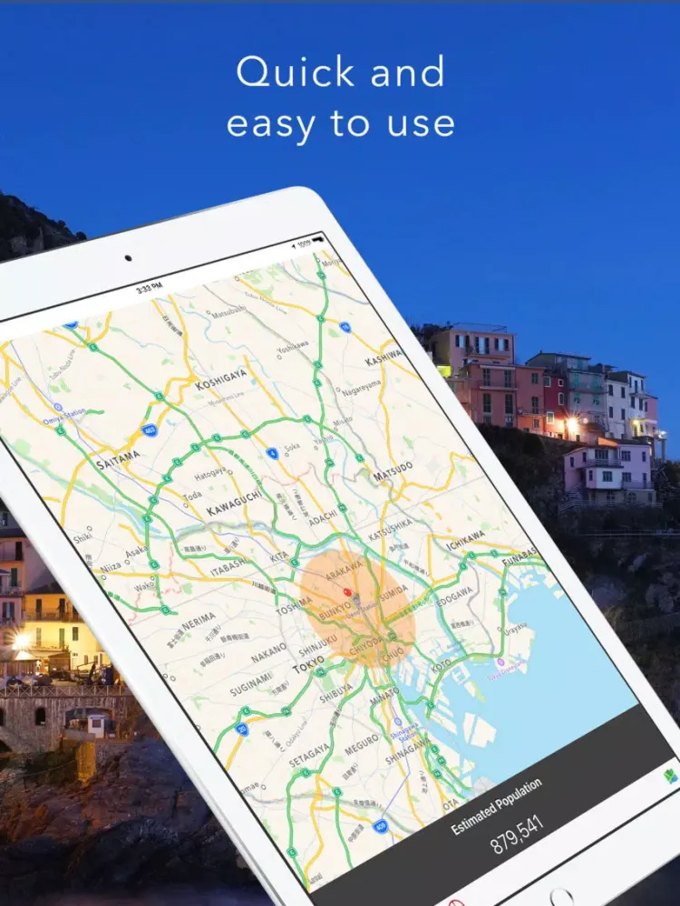 Tangkapan layar PopulationMap iPad 