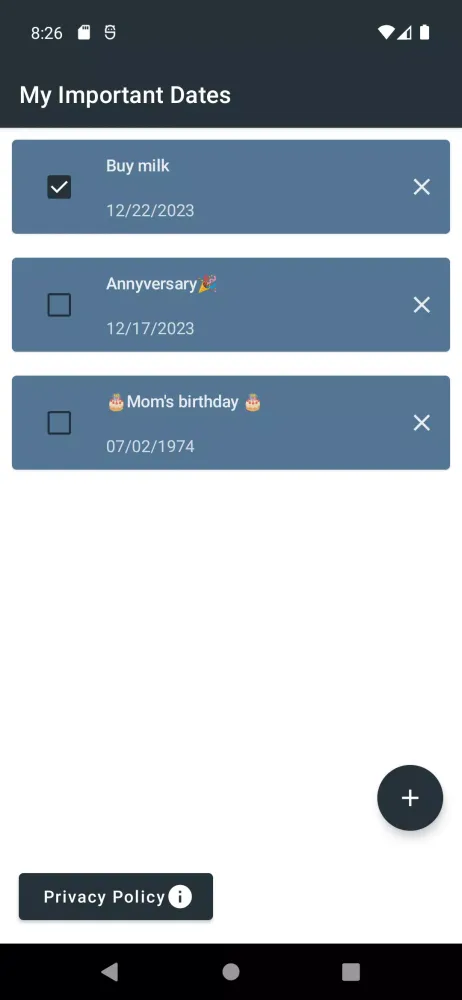 Capturas de pantalla de My Important Dates
