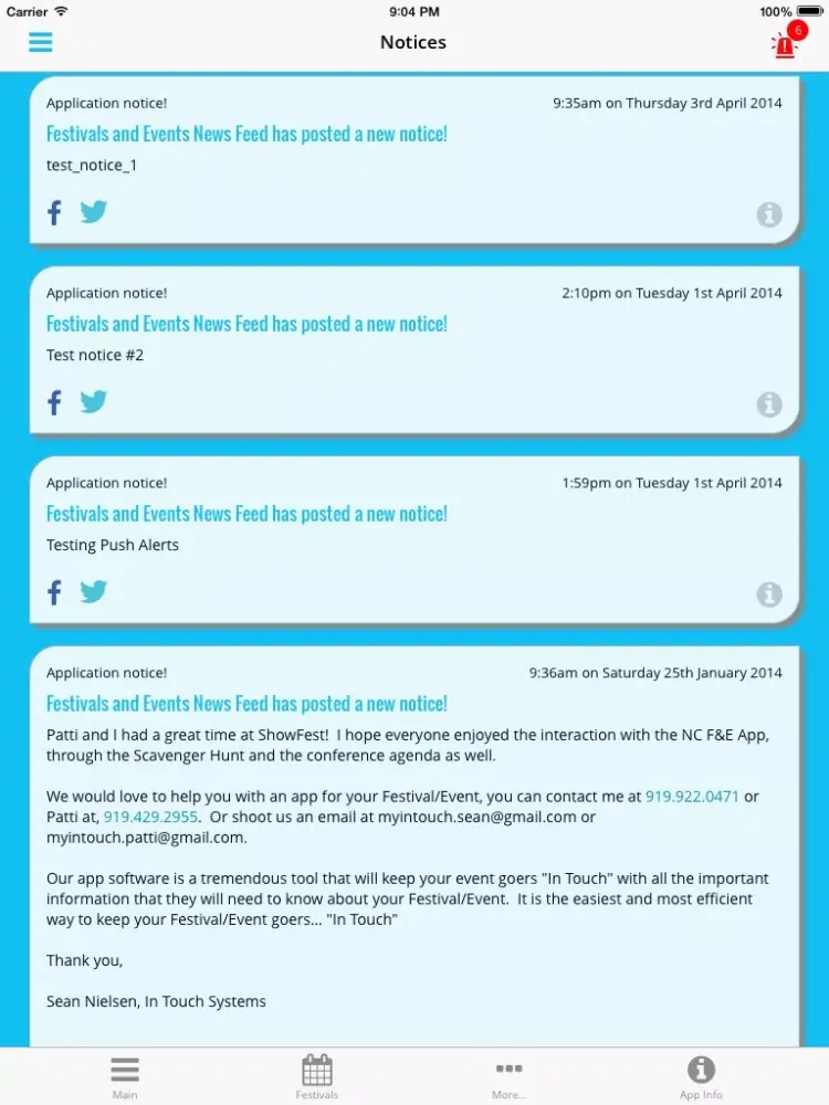 Zrzuty ekranu NC Festivals and Events iPad 