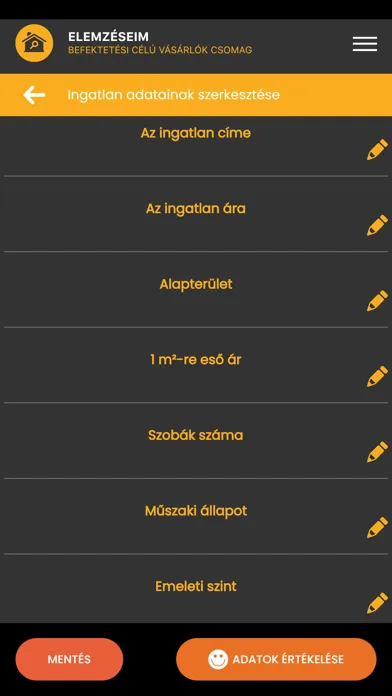 Screenshot di Ingatlan Elemző Rendszer