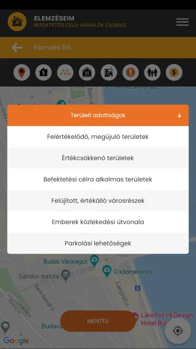 Screenshot di Ingatlan Elemző Rendszer