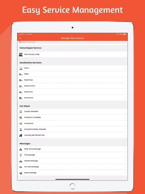 Capturas de tela do Myla Service Provider iPad 