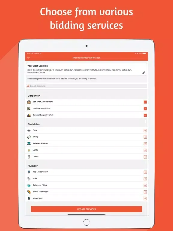 Capturas de tela do Myla Service Provider iPad 