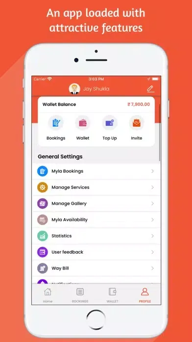 Capturas de tela do Myla Service Provider