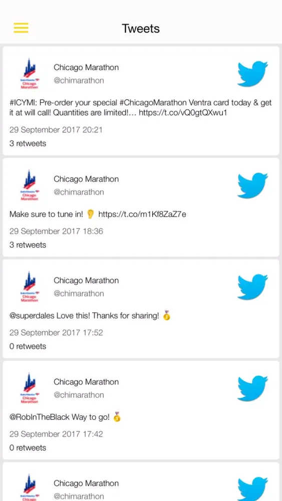 Capturas de tela do RMP ChiMarathon Weekend 2017