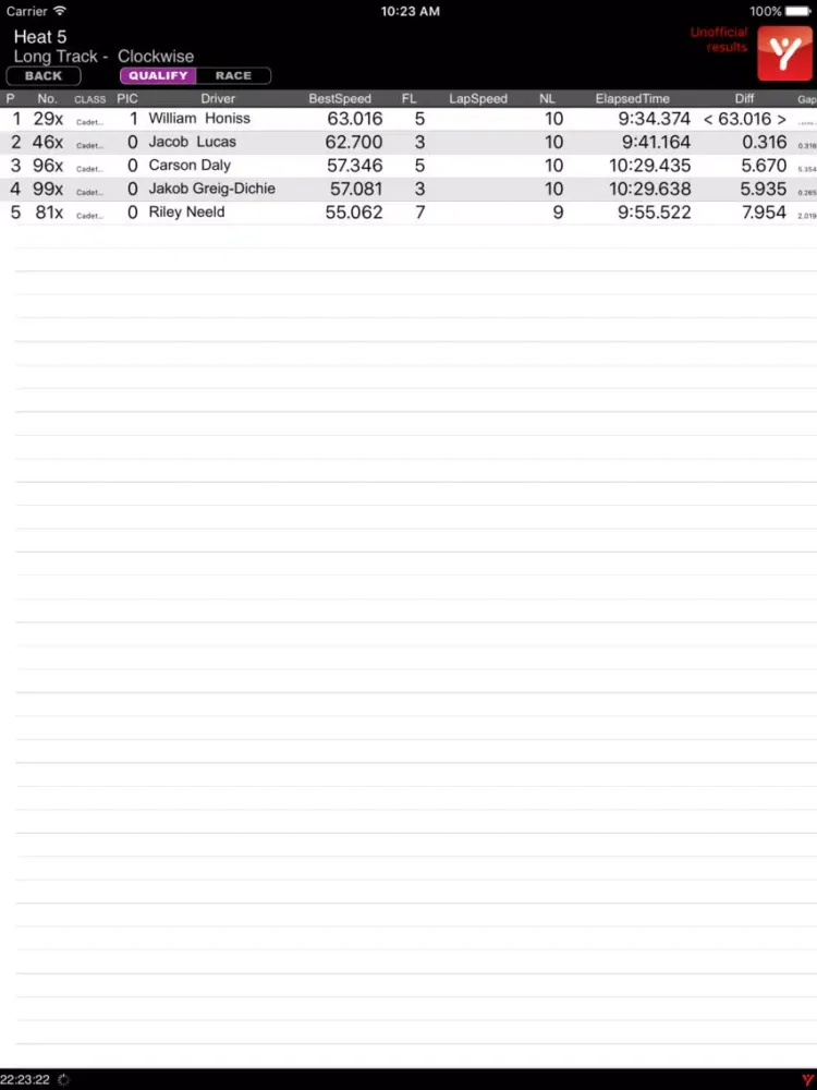 MYLAPS Live Timing Wifi iPad  Ekran Görüntüleri