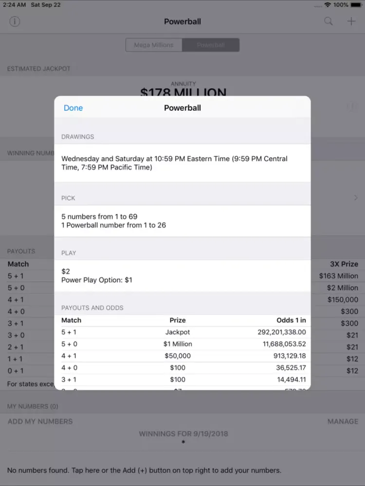 Mega Millions + Powerball iPad  Screenshots