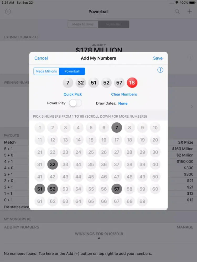 Mega Millions + Powerball iPad  Screenshots