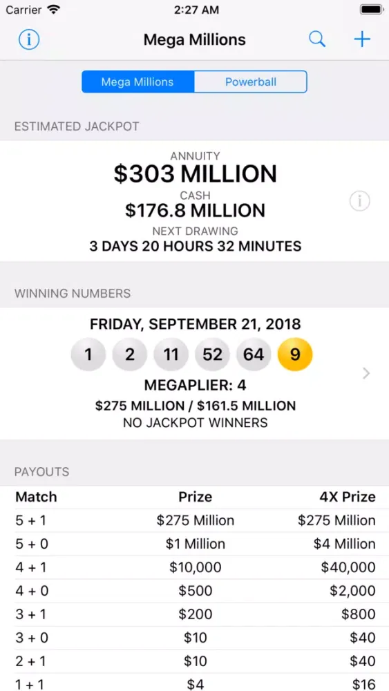 Mega Millions + Powerball Screenshots