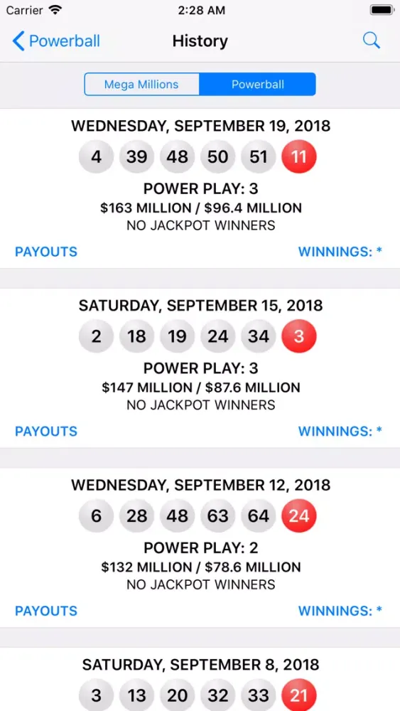 Mega Millions + Powerball Screenshots