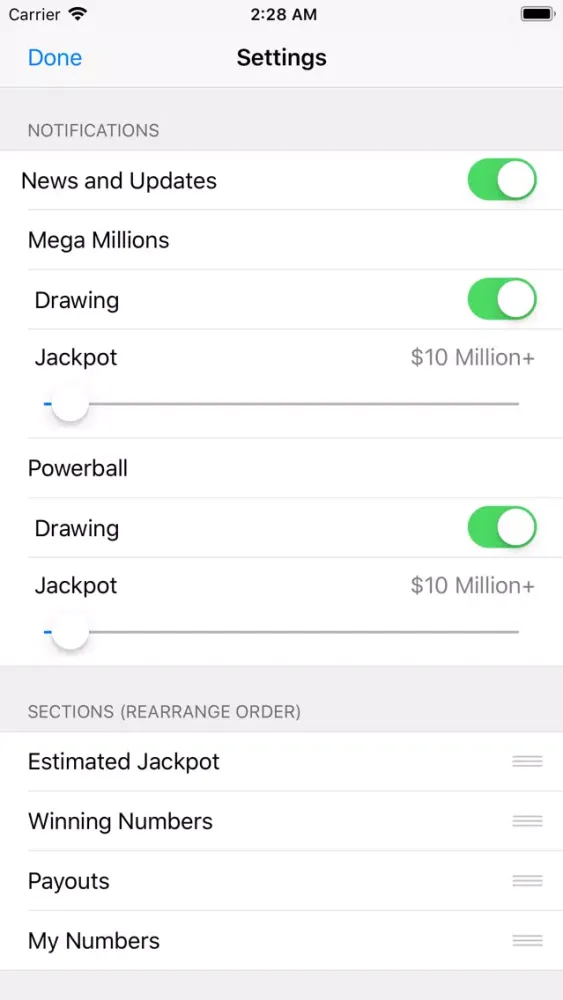 Mega Millions + Powerball Screenshots