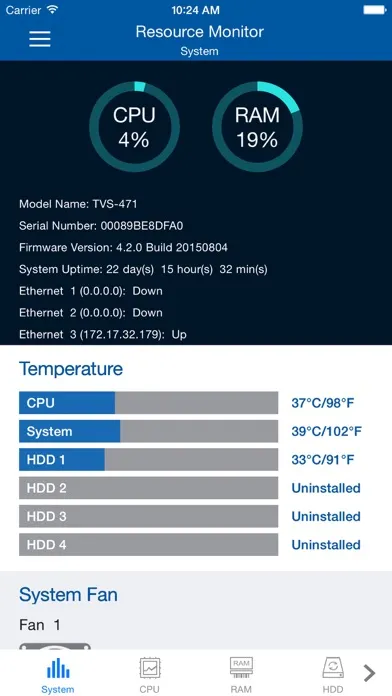 Ảnh chụp màn hình của NAS System Manager