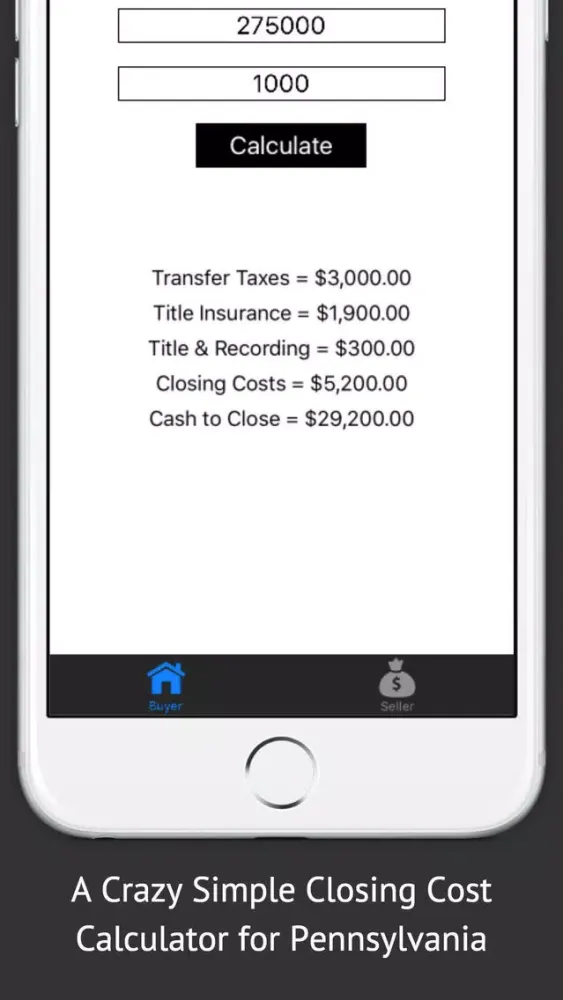 Tangkapan skrin PennCalc - The Closing Cost Calculator for Pennsylvania