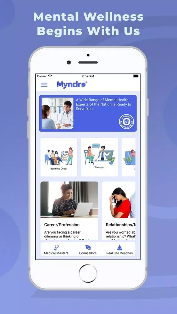 Capturas de tela do Myndro - Counselling & Therapy