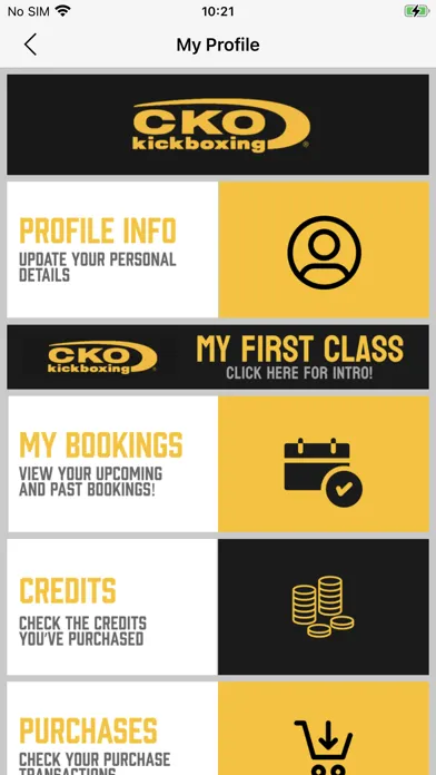 Capturas de tela do CKO Member App