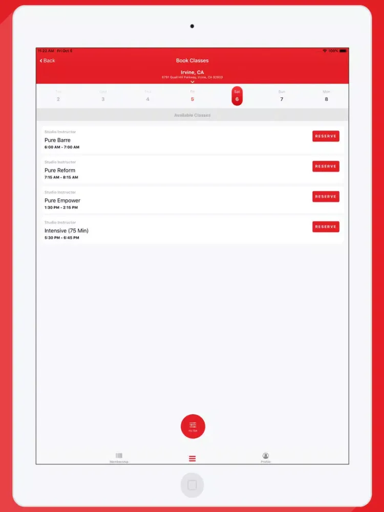 Experience Pure Barre iPad  Screenshots