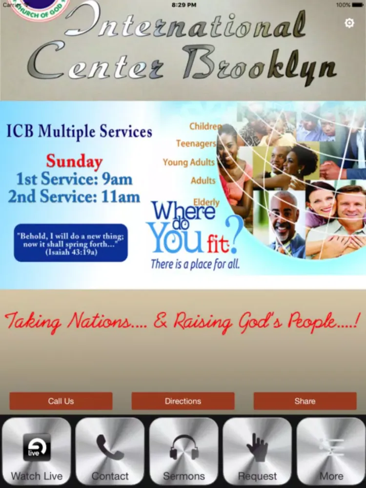 Tangkapan skrin RCCG Brooklyn iPad 