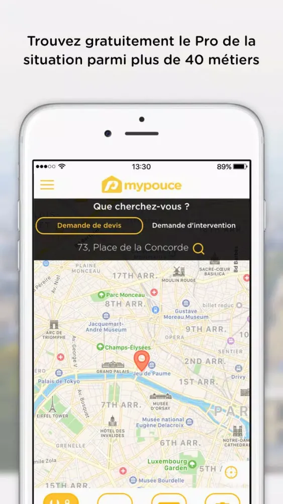 Tangkapan layar MyPouce annuaire: Pros et Taxi